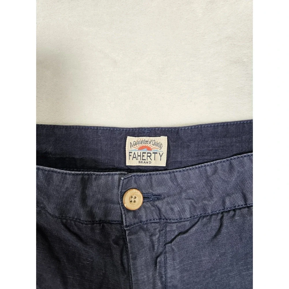 Faherty Men's All Day Shorts Blue Size 38 Pockets Dri Fit Linen Blend